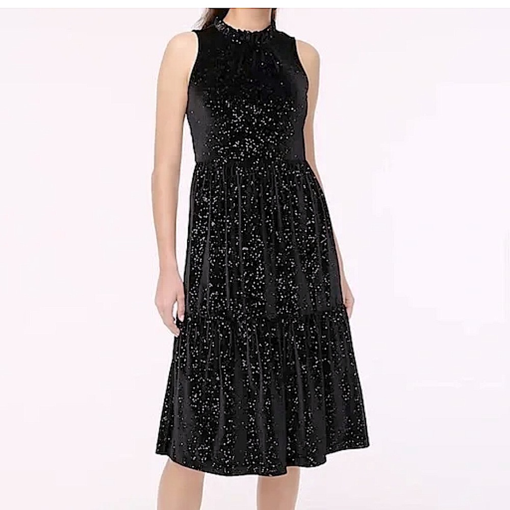 J. Crew shimmer velvet tiered dress
